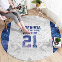 Custom New Zealand Aotearoa Round Carpet Purple Maori Paua Shell Indigenous - Polynesian Pride