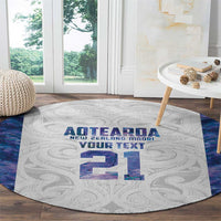 Custom New Zealand Aotearoa Round Carpet Purple Maori Paua Shell Indigenous - Polynesian Pride