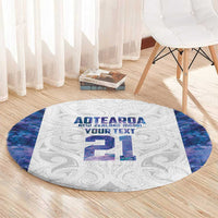 Custom New Zealand Aotearoa Round Carpet Purple Maori Paua Shell Indigenous - Polynesian Pride
