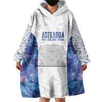 Custom New Zealand Aotearoa Wearable Blanket Hoodie Purple Maori Paua Shell Indigenous - Polynesian Pride