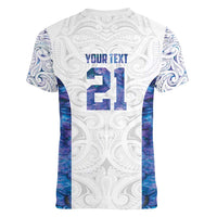 Custom New Zealand Aotearoa Women V-Neck T-Shirt Purple Maori Paua Shell Indigenous - Polynesian Pride