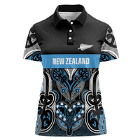 World Cricket Custom New Zealand Women Polo Shirt Kia kaha nga Potae Pango LT9 Female Black - Polynesian Pride