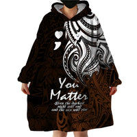Your Matter Suicide Prevention Wearable Blanket Hoodie Gold Polynesian Tribal LT9 - Polynesian Pride