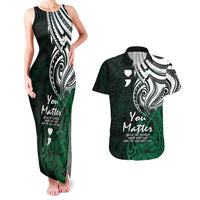 Your Matter Suicide Prevention Couples Matching Tank Maxi Dress and Hawaiian Shirt Green Polynesian Tribal LT9 Green - Polynesian Pride