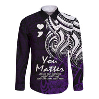 Your Matter Suicide Prevention Long Sleeve Button Shirt Purple Polynesian Tribal LT9 Unisex Purple - Polynesian Pride