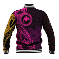 Papua New Guinea Island Baseball Jacket Bird of Paradise with Gold Polynesian Tribal LT9 - Polynesian Pride