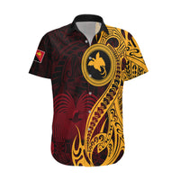 Papua New Guinea Island Hawaiian Shirt Bird of Paradise with Gold Polynesian Tribal LT9 Gold - Polynesian Pride