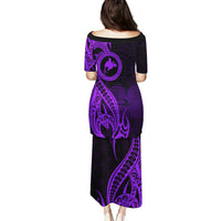 Papua New Guinea Island Puletasi Bird of Paradise with Purple Polynesian Tribal LT9 - Polynesian Pride