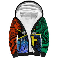 Tafea Day Sherpa Hoodie Vanuatu Sand Drawing With Polynesian Pattern LT9 Unisex Blue - Polynesian Pride