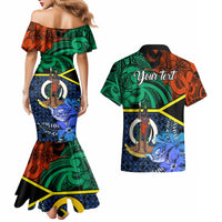 Personalised Tafea Day Couples Matching Mermaid Dress and Hawaiian Shirt Vanuatu Sand Drawing With Polynesian Pattern LT9 - Polynesian Pride