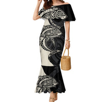 Personalised Polynesia Fishing Mermaid Dress With Maori Hei Matau Fish Hook Gold Art LT9 Women Gold - Polynesian Pride