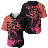 Personalised Polynesia Fishing Baseball Jersey With Maori Hei Matau Fish Hook Pink Art LT9 - Polynesian Pride