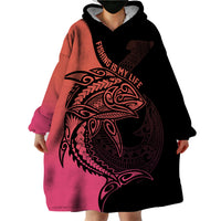 personalised-polynesia-fishing-wearable-blanket-hoodie-with-maori-hei-matau-fish-hook-pink-art
