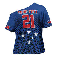 Custom Rugby Toa Samoa Cross Shoulder Shirt Samoa mo Samoa Strength in Tatau - Polynesian Pride