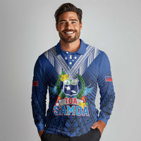 Custom Rugby Toa Samoa Long Sleeve Polo Shirt Samoa mo Samoa Strength in Tatau - Polynesian Pride