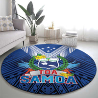 Rugby Toa Samoa Round Carpet Samoa mo Samoa Strength in Tatau - Polynesian Pride