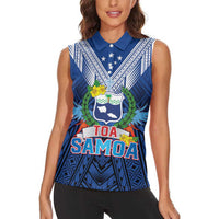 Custom Rugby Toa Samoa Women Sleeveless Polo Shirt Samoa mo Samoa Strength in Tatau - Polynesian Pride
