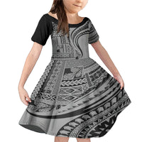 Samoa Siapo Arty Family Matching Mermaid Dress and Hawaiian Shirt Black Style LT9 Daughter's Dress Black - Polynesian Pride