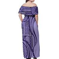 Samoa Siapo Arty Off Shoulder Maxi Dress Purple Style LT9 - Polynesian Pride