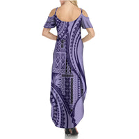 Samoa Siapo Arty Summer Maxi Dress Purple Style LT9 - Polynesian Pride
