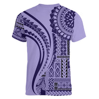 Samoa Siapo Arty Women V Neck T Shirt Purple Style LT9 - Polynesian Pride
