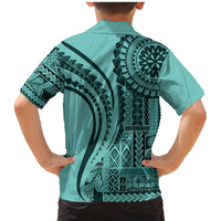 Samoa Siapo Arty Family Matching Mermaid Dress and Hawaiian Shirt Turquoise Style LT9 - Polynesian Pride