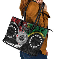 Aotearoa and Cook Islands Mo Te Tiriti Leather Tote Bag New Zealand Honour The Treaty Ake!Ake!Ake! LT9 - Polynesian Pride