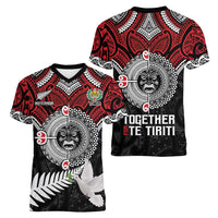 Aotearoa and Tonga Mo Te Tiriti Women V-Neck T-Shirt New Zealand Honour The Treaty Ake!Ake!Ake! LT9 - Polynesian Pride