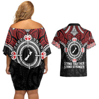 Aotearoa Proud To Be Maori Couples Matching Off Shoulder Short Dress and Hawaiian Shirt New Zealand Fight Together