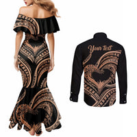 Personalised Valentines Day Romantic Lovers Couples Matching Mermaid Dress and Long Sleeve Button Shirt LT9 - Polynesian Pride