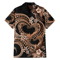 Polynesia Valentines Day Forever In My Heart Tattoo Family Matching Off Shoulder Short Dress and Hawaiian Shirt Gold Style LT9 - Polynesian Pride