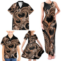 Polynesia Valentines Day Forever In My Heart Tattoo Family Matching Tank Maxi Dress and Hawaiian Shirt Gold Style LT9 - Polynesian Pride