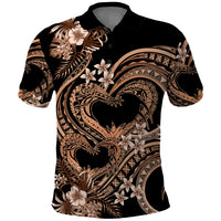 Polynesia Valentines Day Forever In My Heart Tattoo Polo Shirt Gold Style LT9 Gold - Polynesian Pride