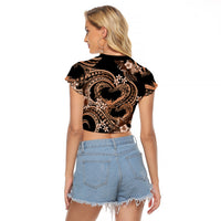 Polynesia Valentines Day Forever In My Heart Tattoo Raglan Cropped T Shirt Gold Style LT9 - Polynesian Pride