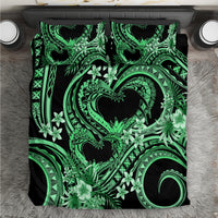 Polynesia Valentines Day Forever In My Heart Tattoo Bedding Set Green Style LT9 Green - Polynesian Pride