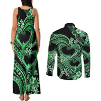 Polynesia Valentines Day Forever In My Heart Tattoo Couples Matching Tank Maxi Dress and Long Sleeve Button Shirt Green Style LT9 - Polynesian Pride