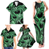 Polynesia Valentines Day Forever In My Heart Tattoo Family Matching Tank Maxi Dress and Hawaiian Shirt Green Style LT9 - Polynesian Pride