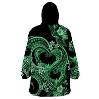 Polynesia Valentines Day Forever In My Heart Tattoo Wearable Blanket Hoodie Green Style LT9 - Polynesian Pride