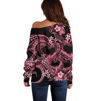 Polynesia Valentines Day Forever In My Heart Tattoo Off Shoulder Sweater Pink Style LT9 - Polynesian Pride