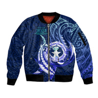 Personalised Northern Mariana Islands Sleeve Zip Bomber Jacket Commonwealth Day 2024 LT9 Unisex Ocean Blue - Polynesian Pride