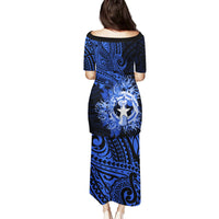 Northern Mariana Islands Ylang-ylang Mwarmwar Family Matching Puletasi and Hawaiian Shirt Polynesian Blue Style LT9 - Polynesian Pride