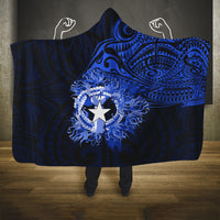 Northern Mariana Islands Ylang-ylang Mwarmwar Hooded Blanket Polynesian Blue Style LT9 One Size Blue - Polynesian Pride