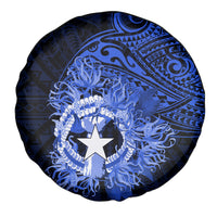 Northern Mariana Islands Ylang-ylang Mwarmwar Spare Tire Cover Polynesian Blue Style