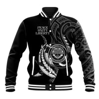 Personalised FSM Culture Day Baseball Jacket Hammerhead Shark Tribal 2024 LT9 Unisex Black - Polynesian Pride