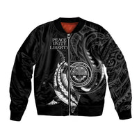 Personalised FSM Culture Day Bomber Jacket Hammerhead Shark Tribal 2024 LT9 Unisex Black - Polynesian Pride