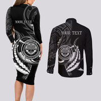 Personalised FSM Culture Day Couples Matching Long Sleeve Bodycon Dress and Long Sleeve Button Shirt Hammerhead Shark Tribal 2024 LT9 - Polynesian Pride