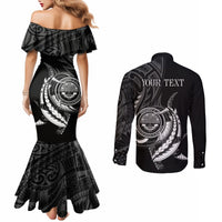 Personalised FSM Culture Day Couples Matching Mermaid Dress and Long Sleeve Button Shirt Hammerhead Shark Tribal 2024 LT9 - Polynesian Pride