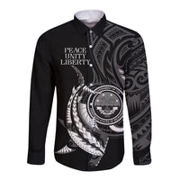 Personalised FSM Culture Day Long Sleeve Button Shirt Hammerhead Shark Tribal 2024 LT9 Unisex Black - Polynesian Pride