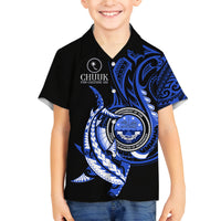 Personalised Chuuk FSM Culture Day Family Matching Summer Maxi Dress and Hawaiian Shirt Hammerhead Shark Tattoo 2024 LT9 Son's Shirt Blue - Polynesian Pride