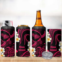Hawaii Maui Islands Pacific Plumeria 4 in 1 Can Cooler Tumbler Pink Polynesian Tattoo